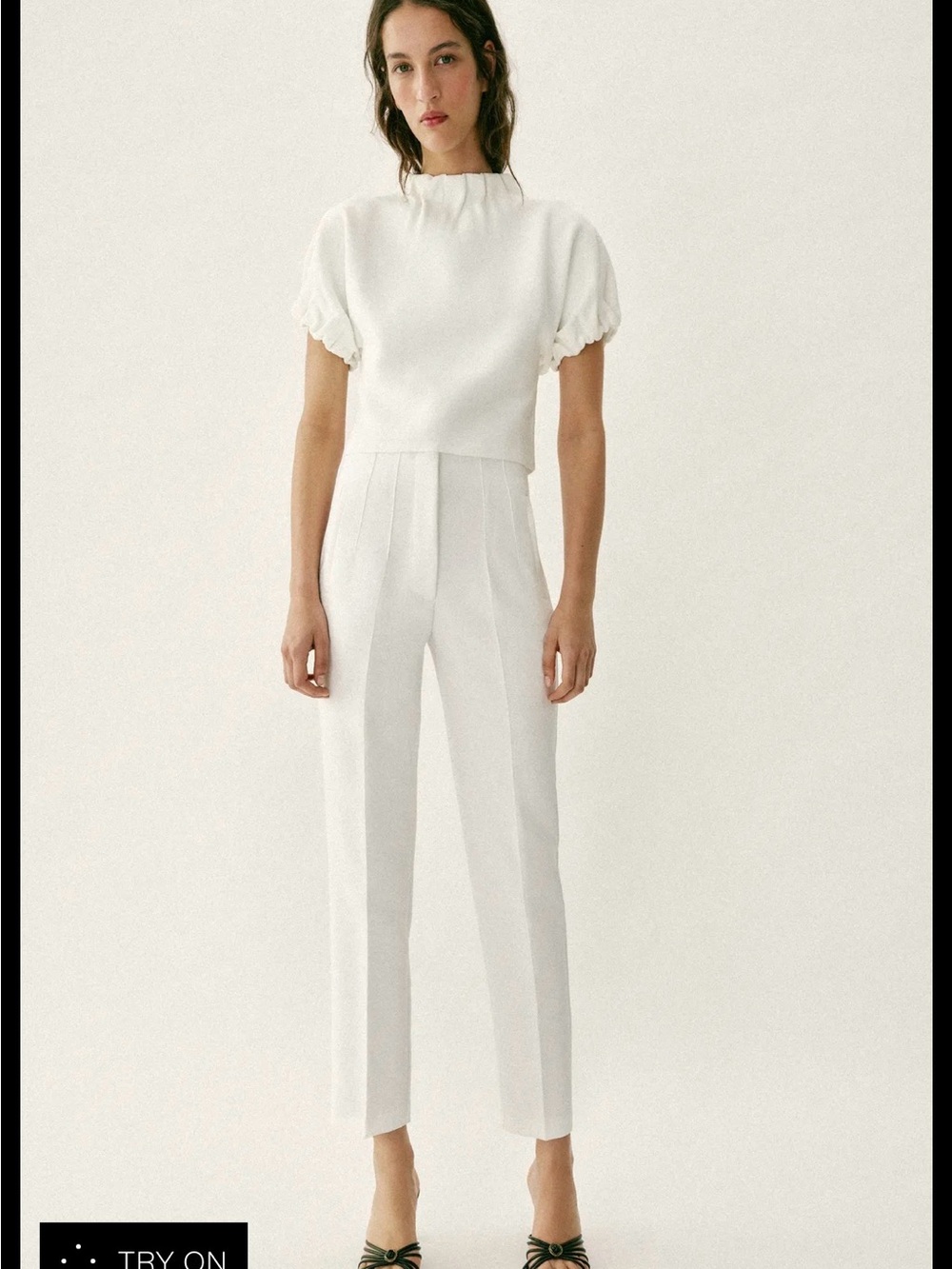 Zara White High-Waist Pant S